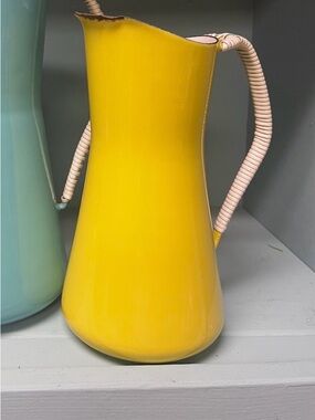 Jens Quistgaard Yellow Ceramic Pitcher with Wrapped Handle